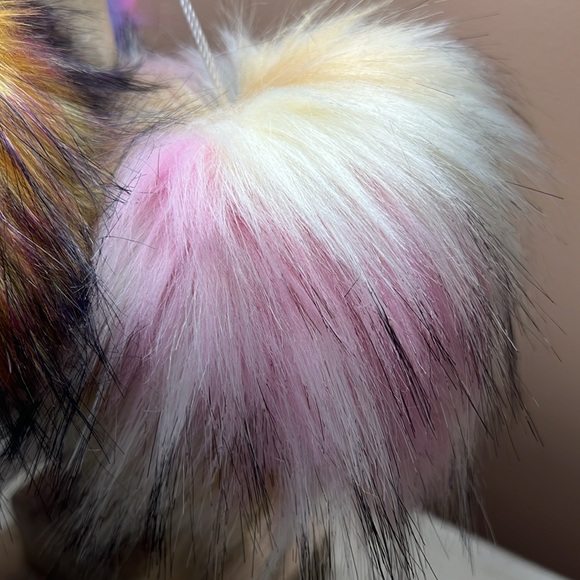 Fox Fur Pom Pom-3 colors 5”x5” extra large gorgeous poms for HANDBAG CHARMS - Picture 4 of 15